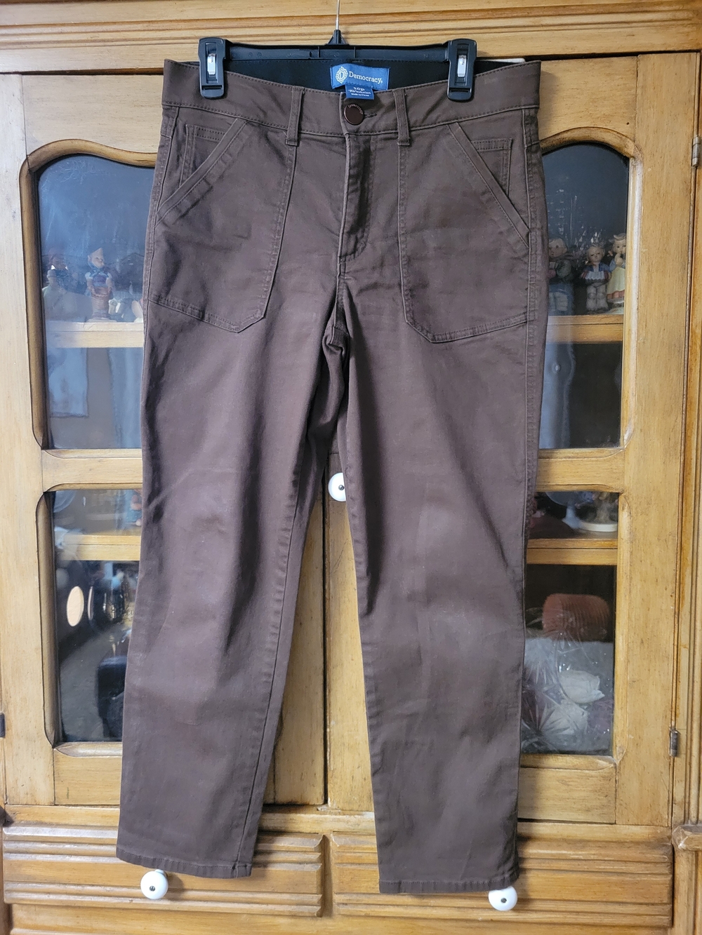 Democracy Brown Cropped Straight-Leg Pants sz 10